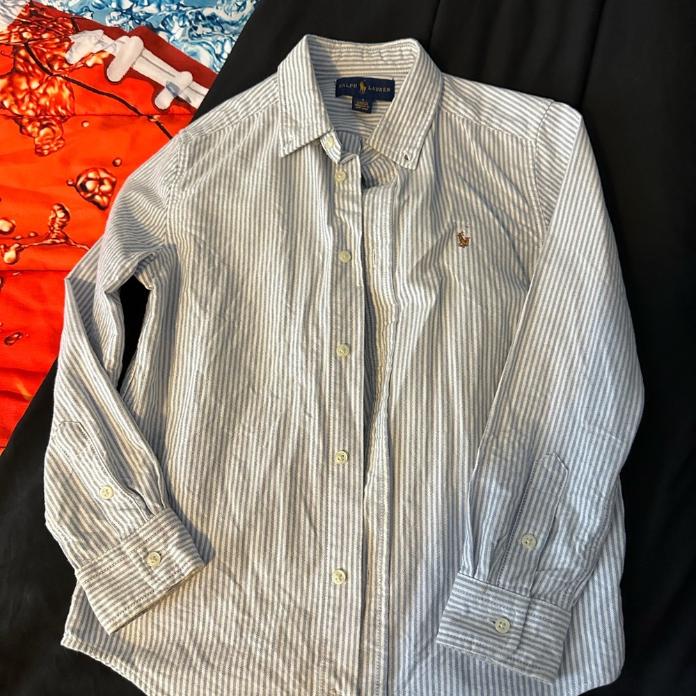 Polo by Ralph Lauren Blue and White Striped Button Down Shirt